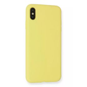 Newface iPhone XS Max Nano içi Kadife Silikon - Mat Sarı Cep Telefonu Kılıfı