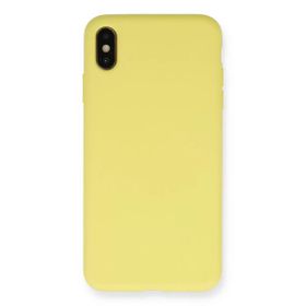 Newface iPhone XS Max Nano içi Kadife Silikon - Mat Sarı Cep Telefonu Kılıfı