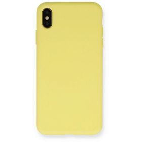 Newface iPhone XS Max Nano içi Kadife Silikon - Mat Sarı Cep Telefonu Kılıfı