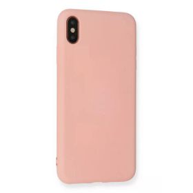 Newface iPhone XS Max Nano içi Kadife Silikon - Pembe Cep Telefonu Kılıfı