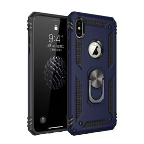 Newface iPhone XS Max Sofya Yüzüklü Silikon Kapak Lacivert Kılıf