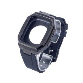Newface KR402 Apple Watch 45 mm Siyah Metal Kasa Silikon Kordon