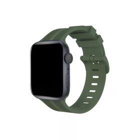 Newface KR408 Apple Watch 38 mm Koyu Yeşil Çizgili Silikon Kordon