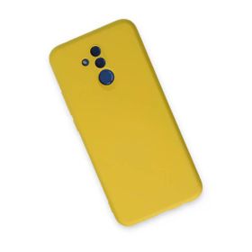 Newface Nano İçi Kadife Silikon Sarı Huawei Mate 20 Lite Kılıf