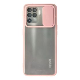 Newface Oppo Reno 5 Lite Palm Buzlu Kamera Sürgülü Silikon - Pembe Kılıf