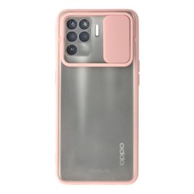 Newface Oppo Reno 5 Lite Palm Buzlu Kamera Sürgülü Silikon - Pembe Kılıf