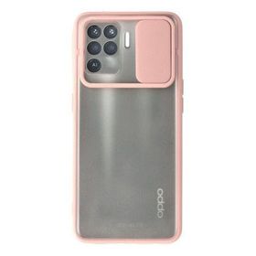Newface Oppo Reno 5 Lite Palm Buzlu Kamera Sürgülü Silikon - Pembe Kılıf