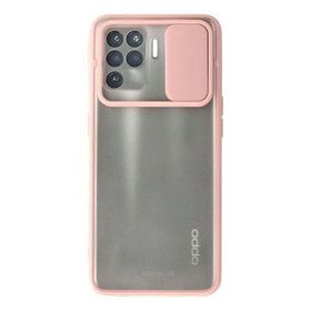 Newface Oppo Reno 5 Lite Palm Buzlu Kamera Sürgülü Silikon - Pembe Kılıf