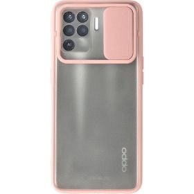 Newface Oppo Reno 5 Lite Palm Buzlu Kamera Sürgülü Silikon - Pembe Kılıf