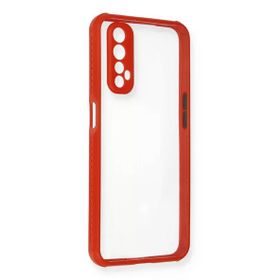 Newface Realme 7 Miami Şeffaf Silikon Kırmızı Cep Telefonu Kılıfı