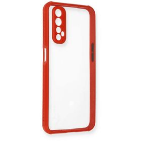 Newface Realme 7 Miami Şeffaf Silikon Kırmızı Cep Telefonu Kılıfı