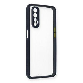 Newface Realme 7 Miami Şeffaf Silikon Lacivert Cep Telefonu Kılıfı