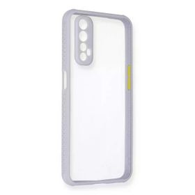 Newface Realme 7 Miami Şeffaf Silikon Lila Cep Telefonu Kılıfı