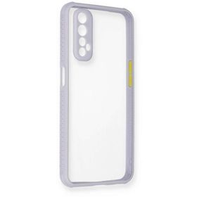 Newface Realme 7 Miami Şeffaf Silikon Lila Cep Telefonu Kılıfı