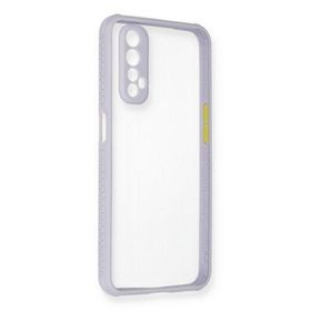Newface Realme 7 Miami Şeffaf Silikon Lila Cep Telefonu Kılıfı