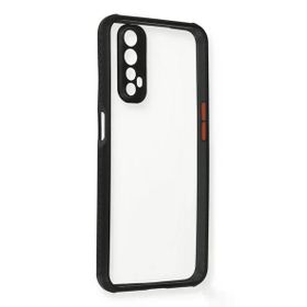 Newface Realme 7 Miami Şeffaf Silikon Siyah Cep Telefonu Kılıfı
