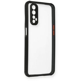 Newface Realme 7 Miami Şeffaf Silikon Siyah Cep Telefonu Kılıfı