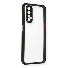 Newface Realme 7 Miami Şeffaf Silikon Siyah Cep Telefonu Kılıfı