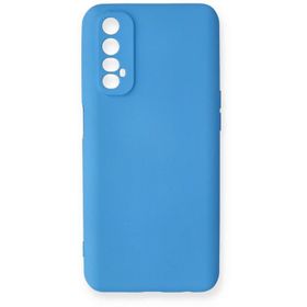 Newface Realme 7 Nano İçi Kadife Silikon Mavi Cep Telefonu Kılıfı