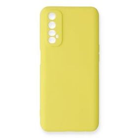 Newface Realme 7 Nano İçi Kadife Silikon Sarı Cep Telefonu Kılıfı