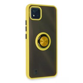 Newface Realme C11 2021 Montreal Yüzüklü Silikon Kapak - Sarı Kılıf