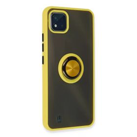Newface Realme C11 2021 Montreal Yüzüklü Silikon Kapak - Sarı Kılıf