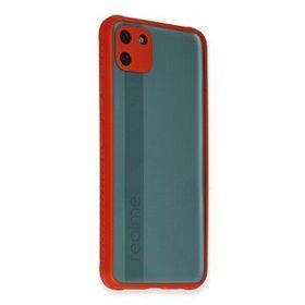 Newface Realme C11 Miami Şeffaf Silikon - Kırmızı Kılıf