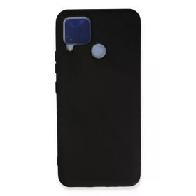 Newface Realme C15 Nano İçi Kadife Silikon - Siyah Kılıf