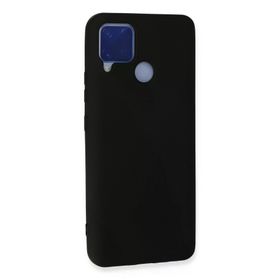 Newface Realme C15 Nano İçi Kadife Silikon - Siyah Kılıf