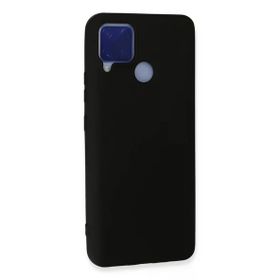 Newface Realme C15 Nano İçi Kadife Silikon - Siyah Kılıf
