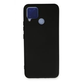 Newface Realme C15 Nano İçi Kadife Silikon - Siyah Kılıf