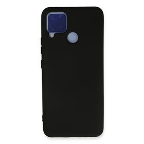 Newface Realme C15 Nano İçi Kadife Silikon - Siyah Kılıf