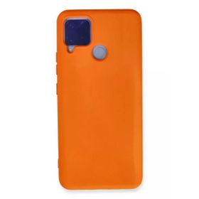 Newface Realme C15 Nano içi Kadife Silikon Turuncu Cep Telefonu Kılıfı