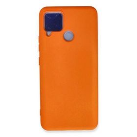 Newface Realme C15 Nano içi Kadife Silikon Turuncu Cep Telefonu Kılıfı