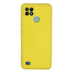 Newface Realme C21 Nano İçi Kadife Silikon Sarı Cep Telefonu Kılıfı