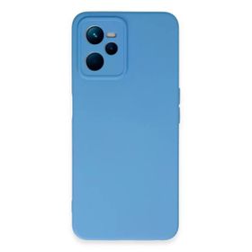 Newface Realme C35 Nano İçi Kadife Silikon - Mavi Kılıf