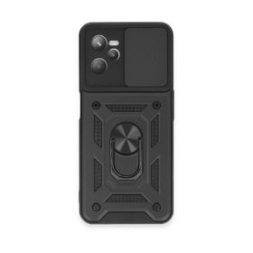 Newface Realme C35 Pars Lens Yüzüklü Silikon - Siyah Kılıf