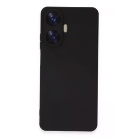 Newface Realme C55 Nano İçi Kadife Silikon Siyah Cep Telefonu Kılıfı