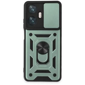 Newface Realme C55 Pars Lens Yüzüklü Silikon Yeşil Cep Telefonu Kılıfı