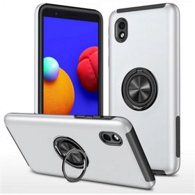 Newface Samsung Galaxy A01 Core Elit Yüzüklü Kapak - Gümüş Kılıf
