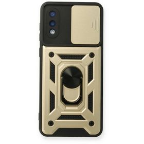 Newface Samsung Galaxy A02 Pars Lens Yüzüklü Silikon Gold Cep Telefonu Kılıfı