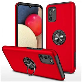 Newface Samsung Galaxy A02S Elit Yüzüklü Kapak Kırmızı Kılıf