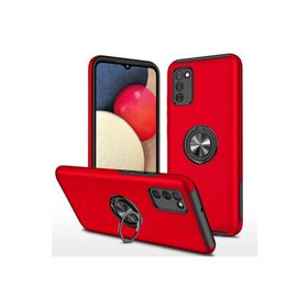 Newface Samsung Galaxy A02S Elit Yüzüklü Kapak Kırmızı Kılıf