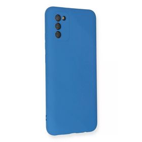 Newface Samsung Galaxy A02S Nano İçi Kadife Silikon Mavi Cep Telefonu Kılıfı