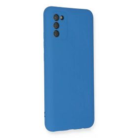 Newface Samsung Galaxy A02S Nano İçi Kadife Silikon Mavi Cep Telefonu Kılıfı