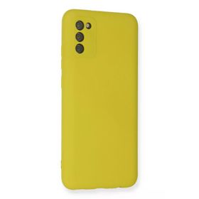 Newface Samsung Galaxy A02S Nano içi Kadife Silikon - Sarı Kılıf