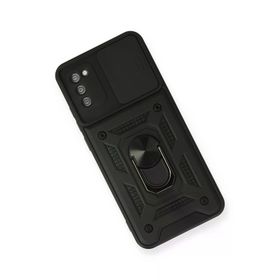 Newface Samsung Galaxy A02S Pars Lens Yüzüklü Silikon - Siyah Kılıf
