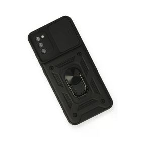 Newface Samsung Galaxy A02S Pars Lens Yüzüklü Silikon - Siyah Kılıf