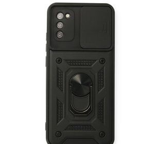Newface Samsung Galaxy A02S Pars Lens Yüzüklü Silikon - Siyah Kılıf