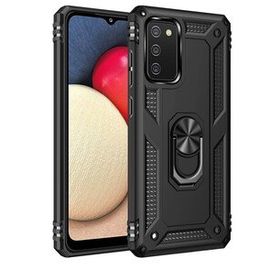 Newface Samsung Galaxy A02S Sofya Yüzüklü Silikon Kapak - Siyah Kılıf